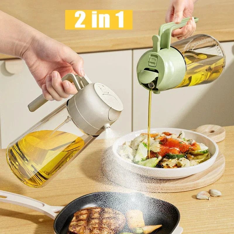 2 in 1 Oil Sprayer Bottle Kitchen Tool for Cooking Baking BBQ - 470ML