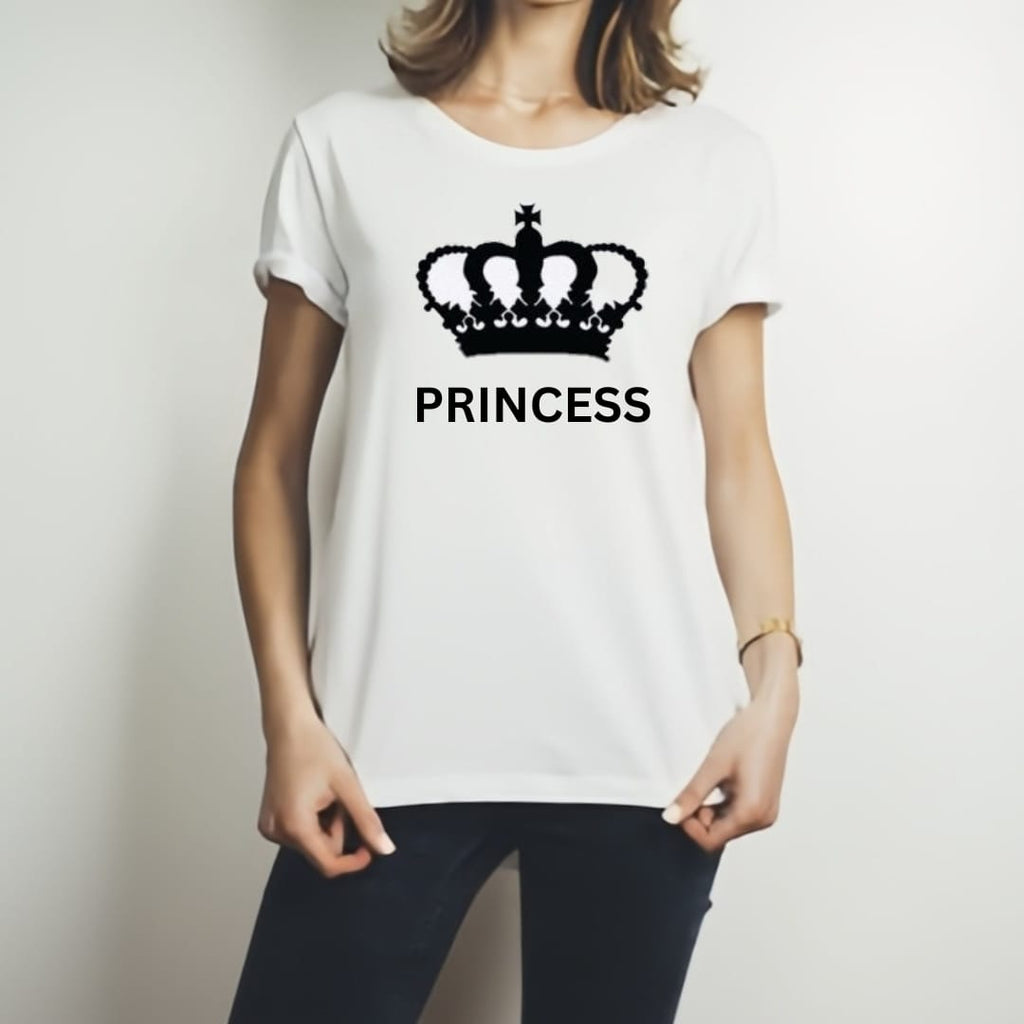 Stylish White T-Shirt with Cute Design – Best Quality T-Shirts For Girls | T-Shirt For Women | Printed T-Shirts - Princes T-Shirts  | Princes Design T-Shirt - Large