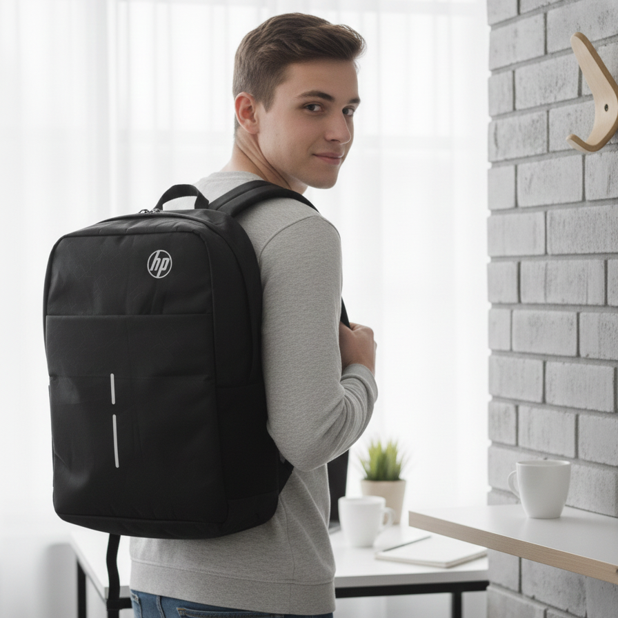 HP Lightweight Water Resistant Laptop Backpack Black Durable Quality Reliable Utility Comfortable Carry Stylish Design