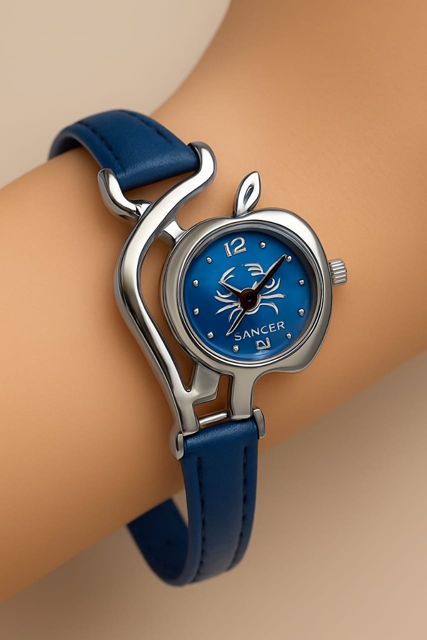 Apple Shape Woman Watch Elegant Design Stylish Appearance Comfortable Fit Durable Build Reliable Daily Use - Blue