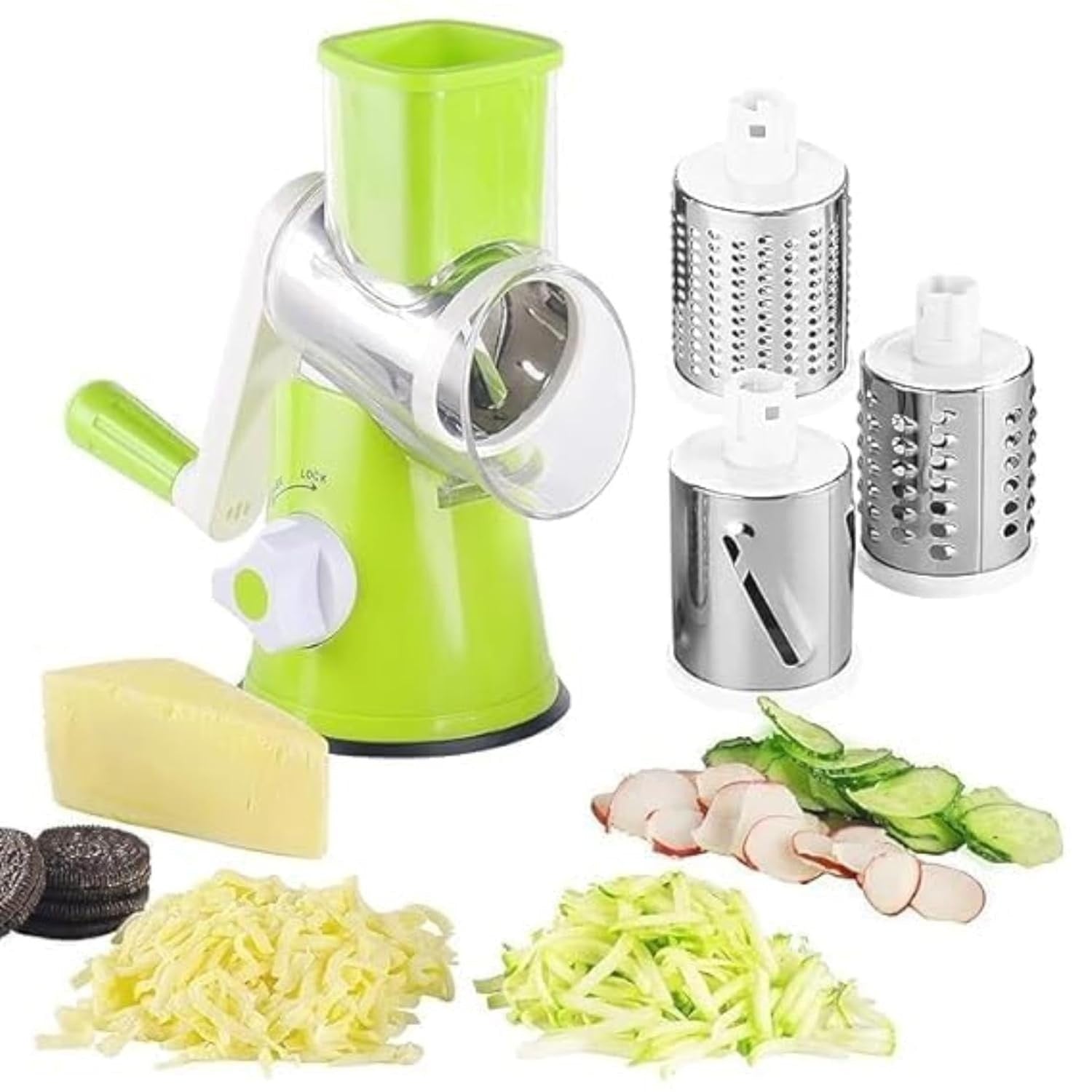 Manual 3‑in‑1 Vegetable Cutter & Drum Grater | Round Slicer | Multifunctional Kitchen Gadget