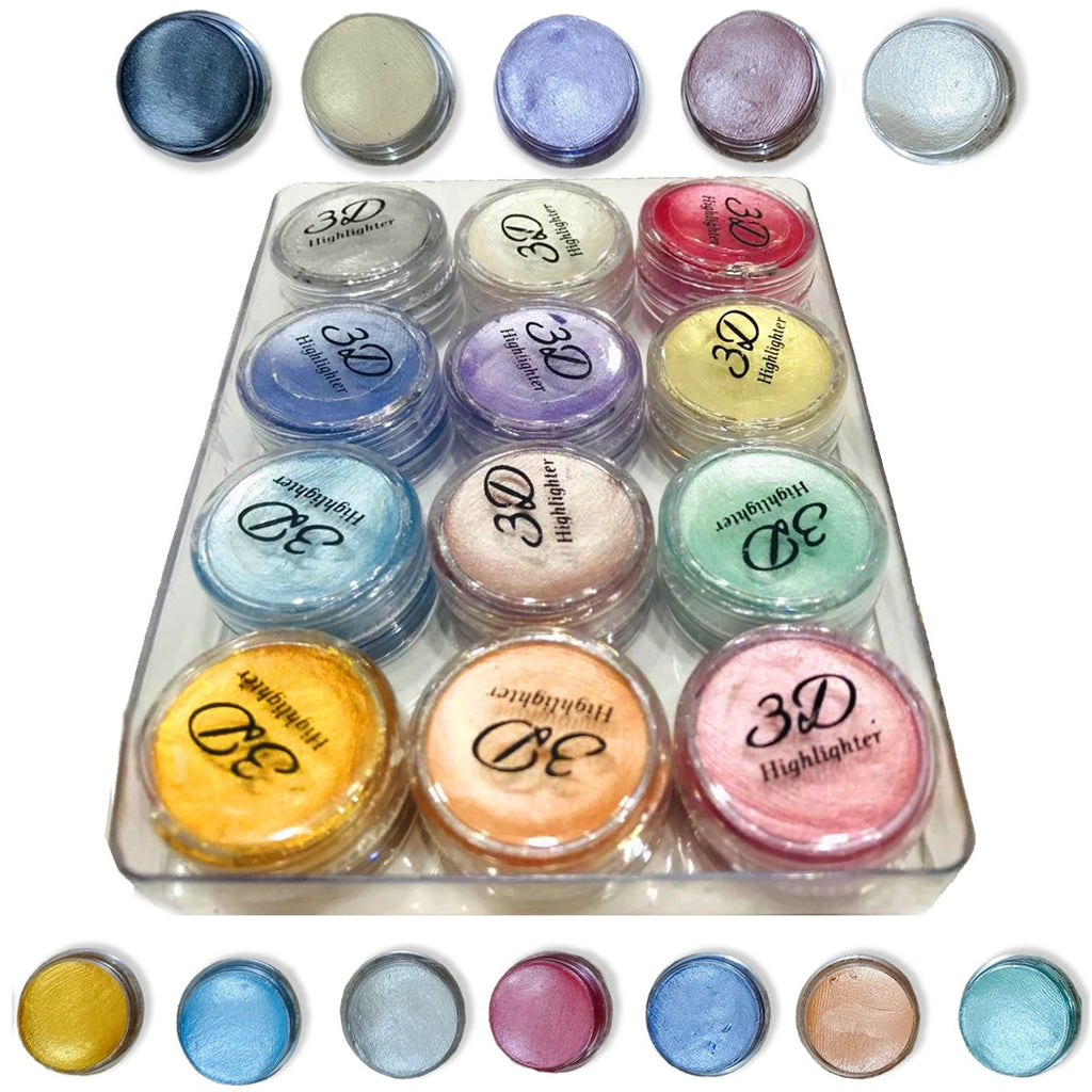 Professional 3D Highlighter 12 Color Palette – Trendy Creamy Shimmer Kit With Pressed Powder Shades – Shiny Makeup Cosmetic Palette Box For Radiant Glow