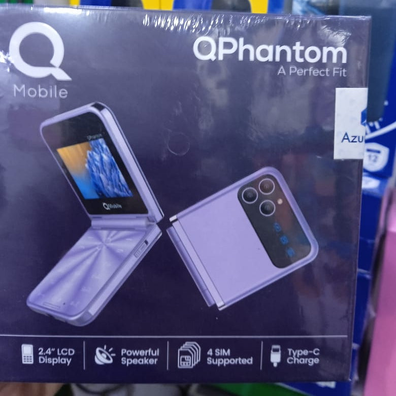 QMobile Phantom Fold 2.4 Inch Display PTA Approved Mobile With 1400mAh Battery 4 SIM Support And Type C Charger (Random Color)