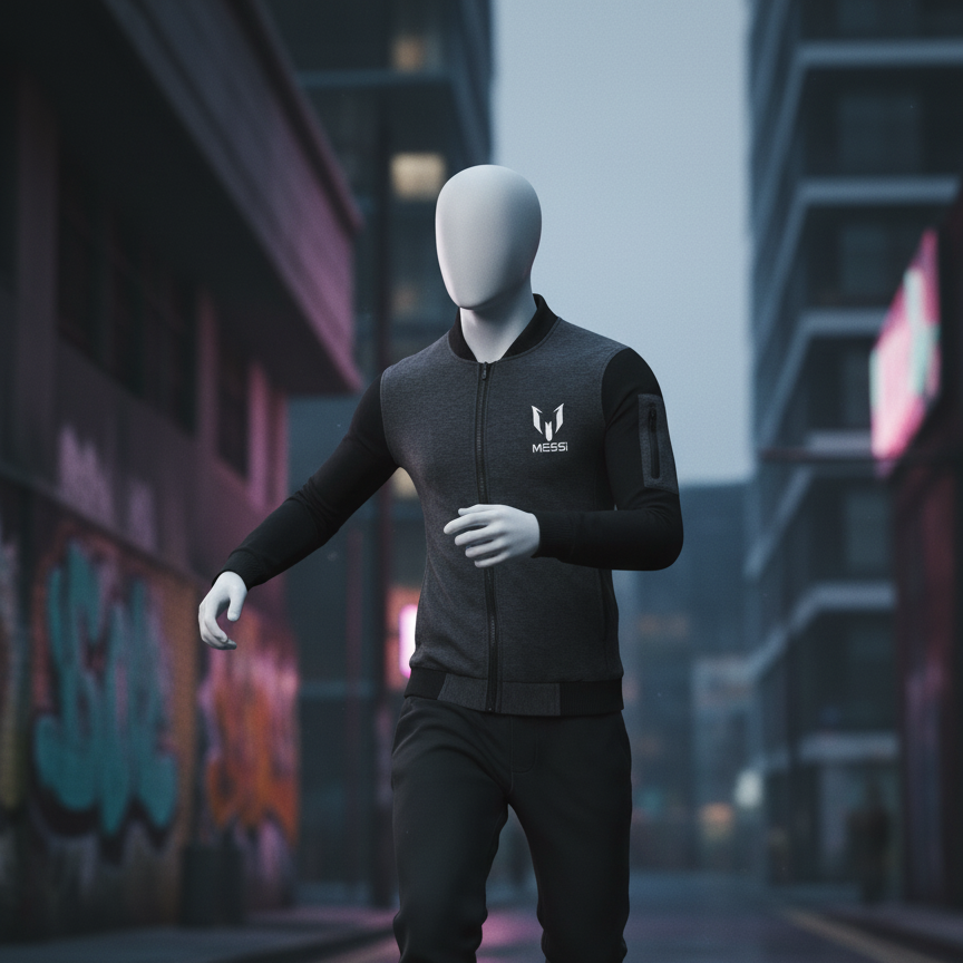 New Winter Collection Charcoal Grey Messi Printed Zipper Jacket for Men & Boys – Premium French Fleece, Smart Fit, Stylish & Comfortable Winter Wear - Extra Large