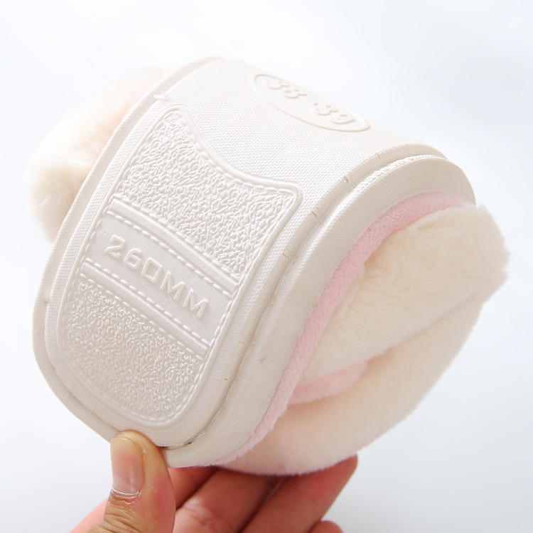 Custom logo Warm Ladies Fashion Winter Flat Shoes Female Indoor Cute Love Heart Plush Fur Non Slip Woman Home Slipper
