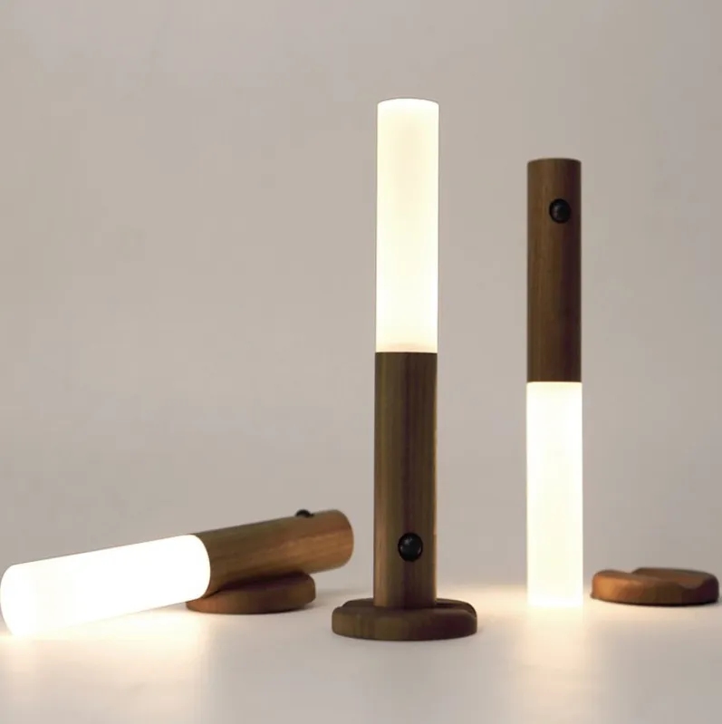 USB Rechargeable Motion Sensor Warm White LED Night Lights With Magnet Base Cordless Modern Stand by Table Lamp