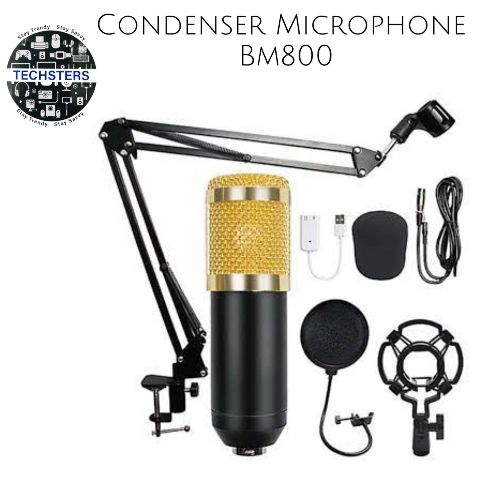 Professional Condenser Microphone - Podcast Mic Set Condenser Microphone With Rechargeable Auxiliary Background For Karaoke Singing, Youtube Recording Mic Set For Youtube | Mic Kit