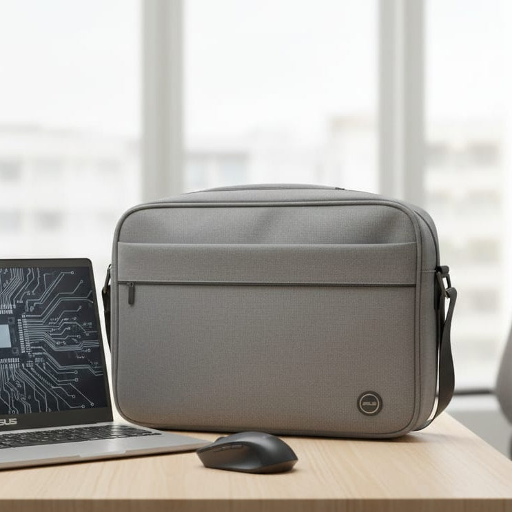 Grey Laptop Shoulder Bag Providing Durable Protection With Comfortable Carry Stylish Design