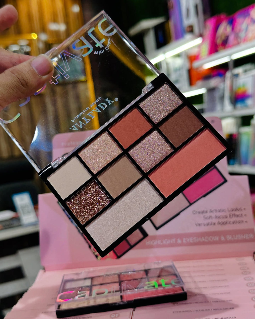 ANYLADY Captivate Professional Makeup Palette - 9-Shade Eyeshadow & Blusher Kit with High-Pigment Matte, Shimmer & Glitter Finishes