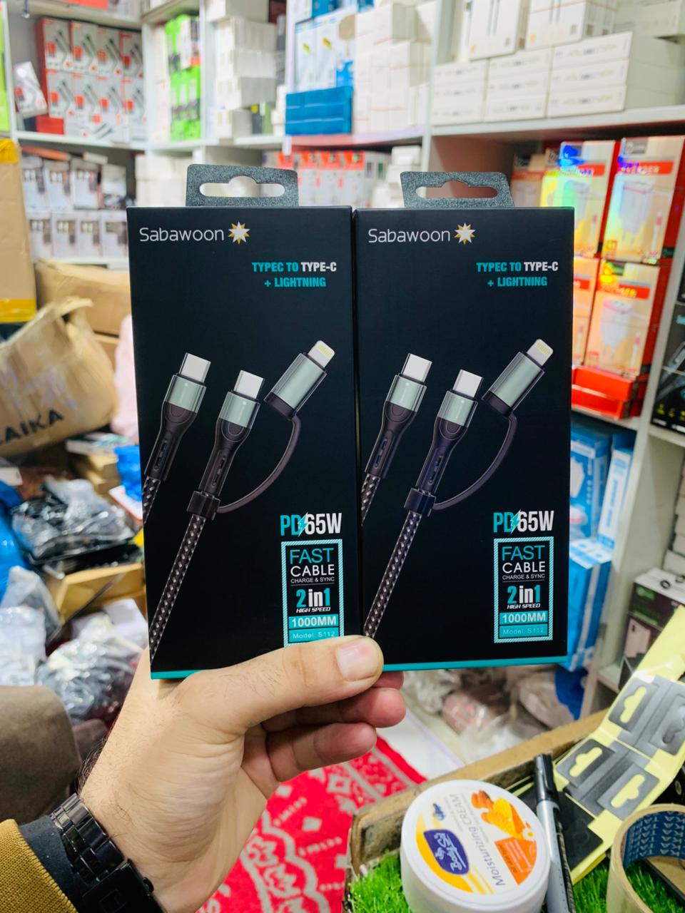 Sabawoon S112 2‑in‑1 Cable | New Model PD 65W | 100% Original Quality | Fast Charging