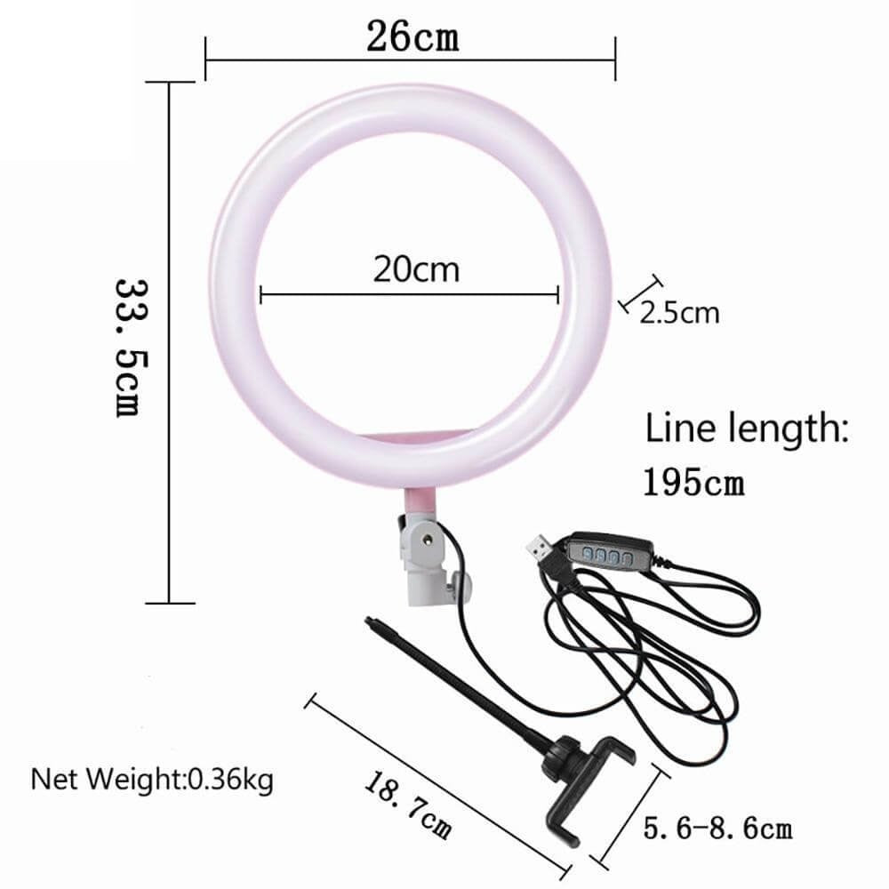 Professional 10-inch LED Ring Fill Light with Universal Phone Holder & Dimmable Lighting Modes