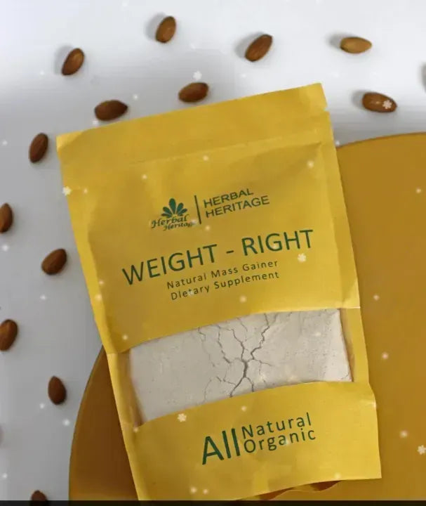 Herbal Heritage WEIGHT-RIGHT Natural Mass Gainer – Organic Dietary Supplement for Healthy Weight Gain (100g)