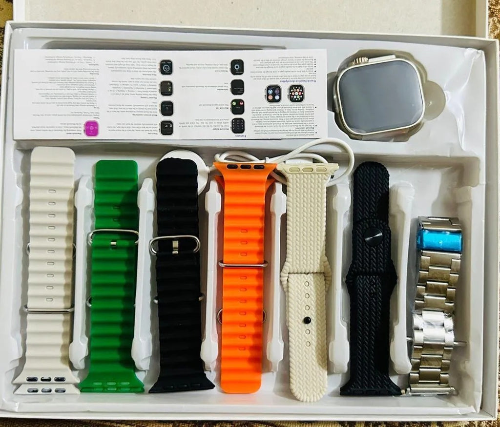 Ultra Smart Watch With 7 Silicone Straps Offering Stylish Variety And Comfortable Wear For Everyday Use