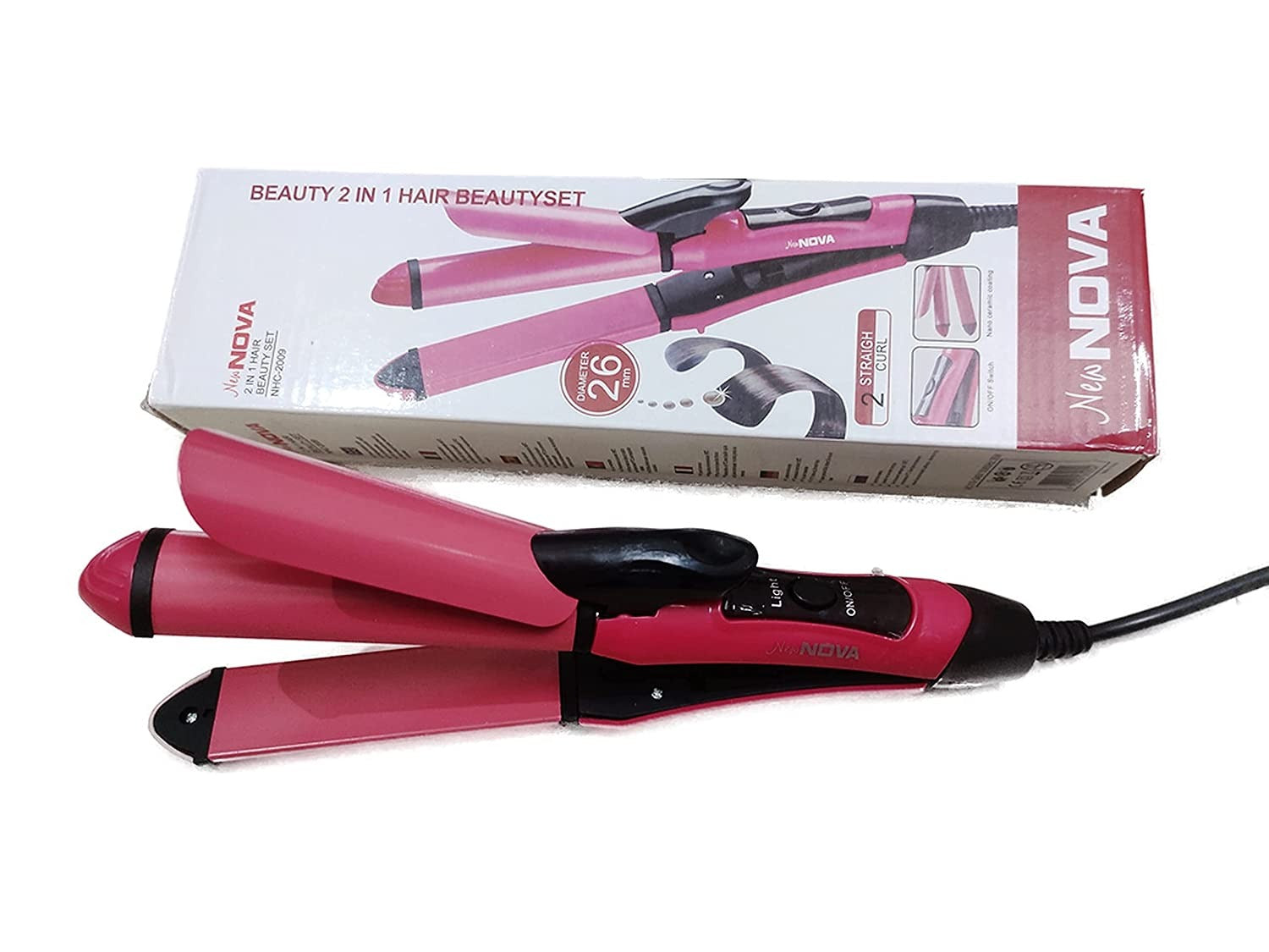 Nova 2‑in‑1 Hair Straightener & Curler | Model NHC‑2009 | Professional Styling Tool