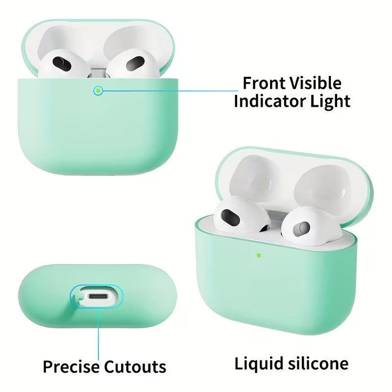 Liquid Silicone Protective Case for Airpods 3, Featuring a Minimalist Solid Color Design. It'S Ultra-Thin, Skin-Friendly, Offers a Comfortable Grip, Is Shockproof, And Easy to Clean, Making It Ideal for Gym And Everyday Use.