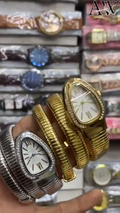 Triple‑Wrap Snake Watch | Diamond‑Set Bezel | Golden