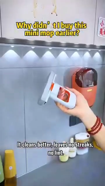 Foldable Desktop Mini Sponge Mop | Portable Wet & Dry Cleaning | Self‑Squeezing Mop for Kitchen, Bathroom, Car & Glass