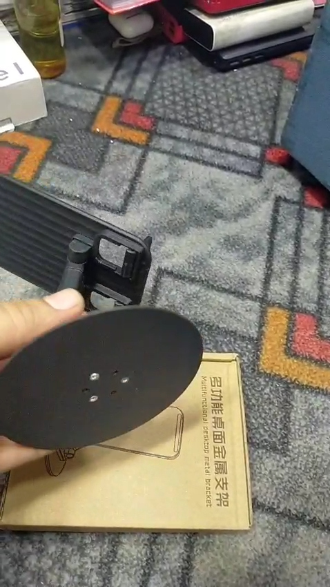 Sleek Matte Black Universal Adjustable Desktop Phone Stand for Home Gym Office and Kitchen Surface Stability